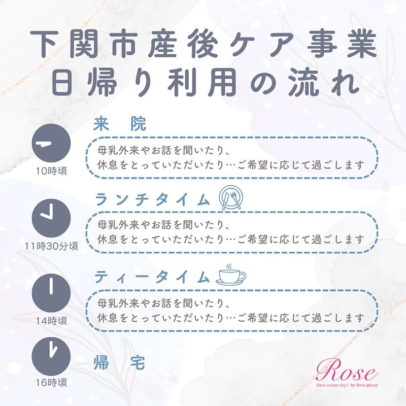 下関市産後ケア事業 日帰り利用の流れ